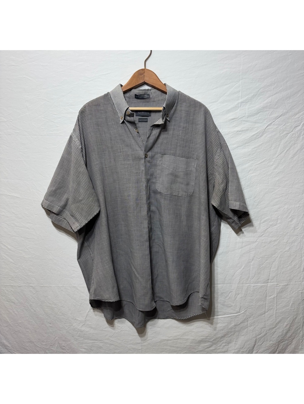 Van Heusen Gray White Wrinkle Free Short Sleeve Shirt XL